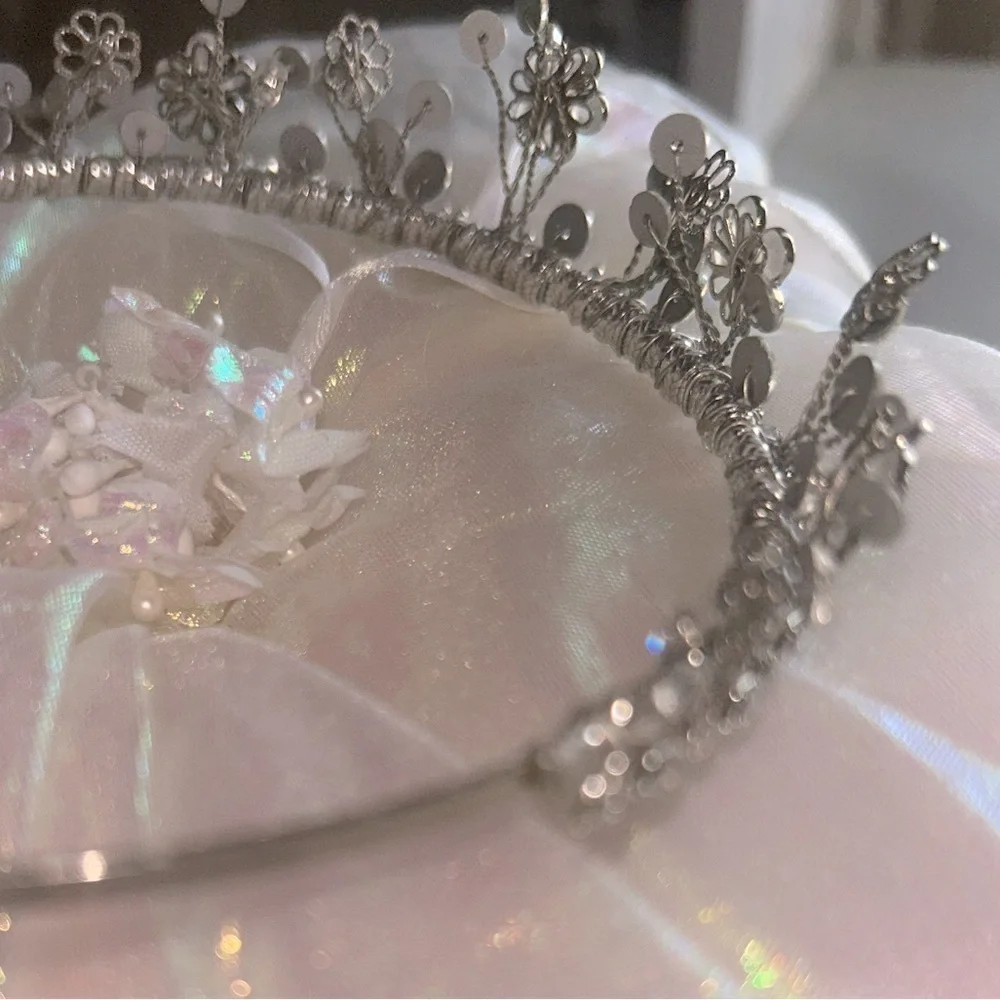 Elegant Silver Crystal Floral Headband wedding vintage